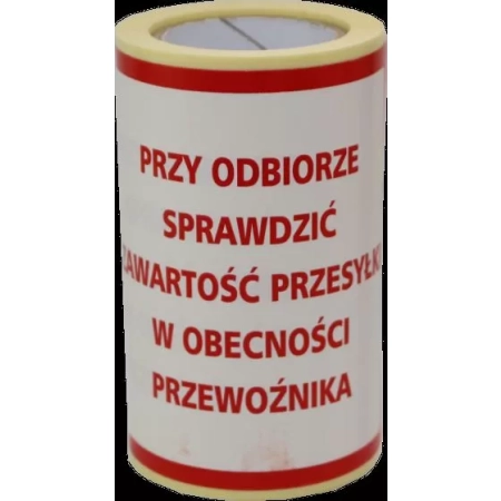 ETYKIETA 100x100mm SPRAWDŹ PRZY ODBIORZE 100szt